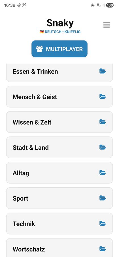 Die Paketauswahl in der App mit Kategorien wie Essen & Trinken, Wissen & Zeit, Stadt & Land